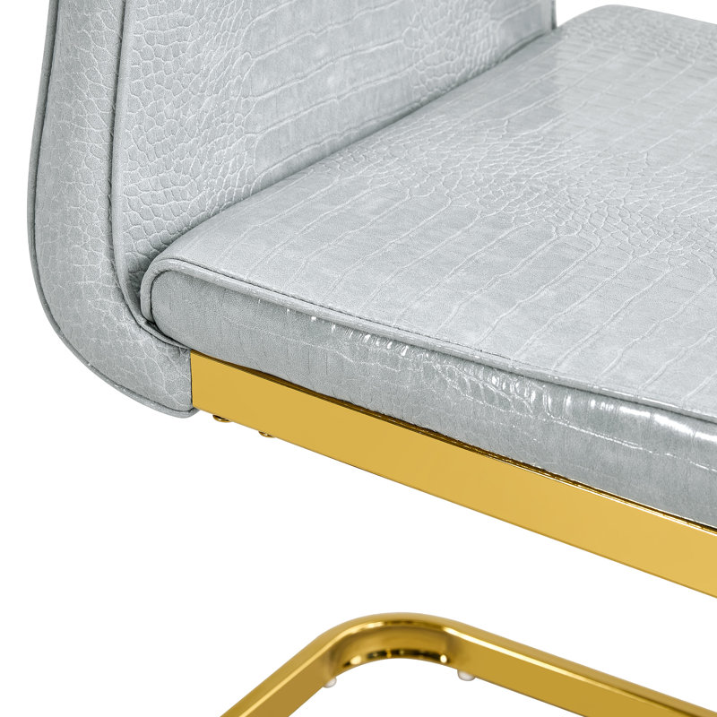 Ensemble de salle à manger 63 "Modern Glam, 7 pièces : table, 6 chaises, Gris / Or