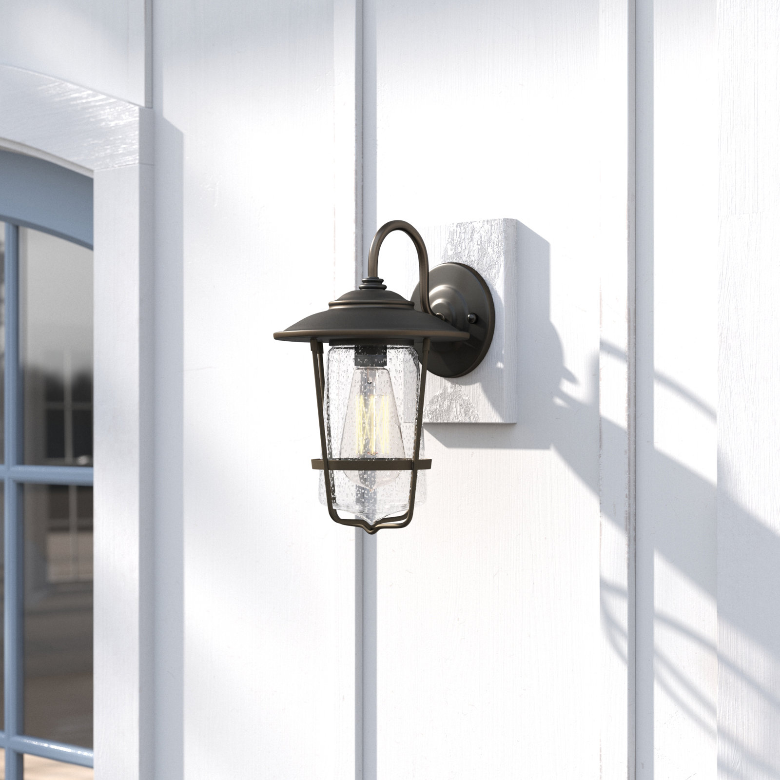 Single Light Empire Outdoor Wall Light, 11"W X 16.25"H X 12"D, Black