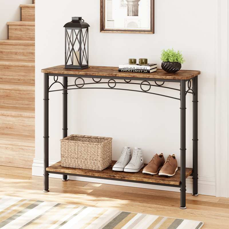 Console Shamella, Plateau noir / structure noire, H 31,8 po x l 41,3 po x P 11,8 po
