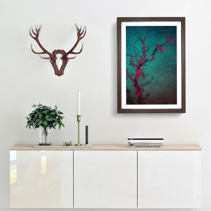 The Midnight Tree in Abstract - Picture Frame Painting Print, 36cm H x 27cm W x 2cm D, Walnut Framed