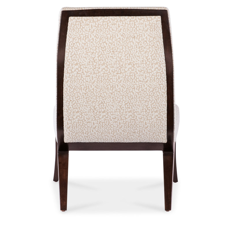 Beige Leather Slipper Chair with Wooden Legs