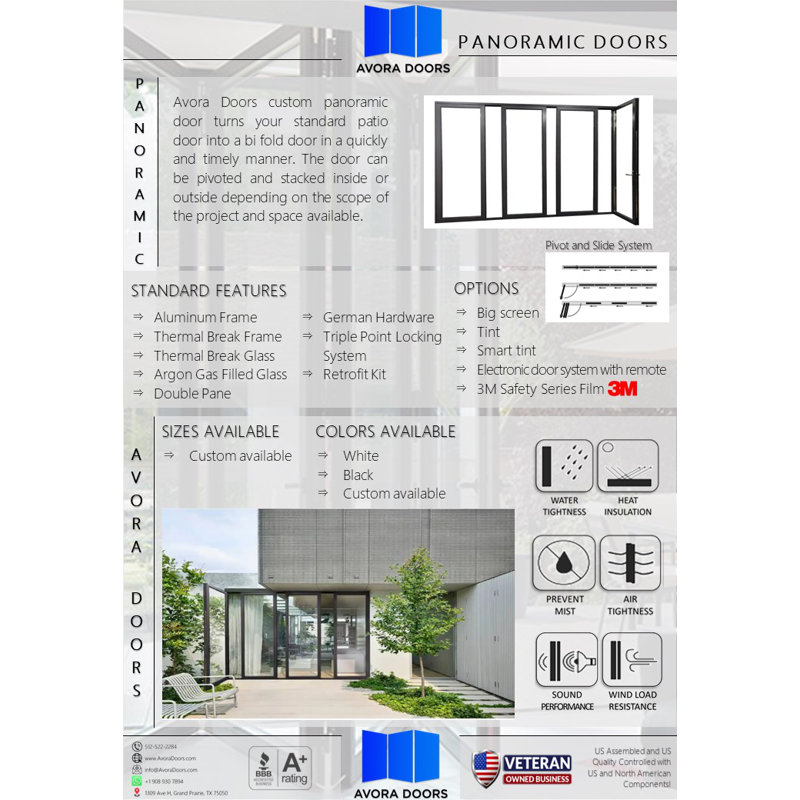 Porte battante 72 "x 80" Pano, S'ouvre à gauche vers l'extérieur