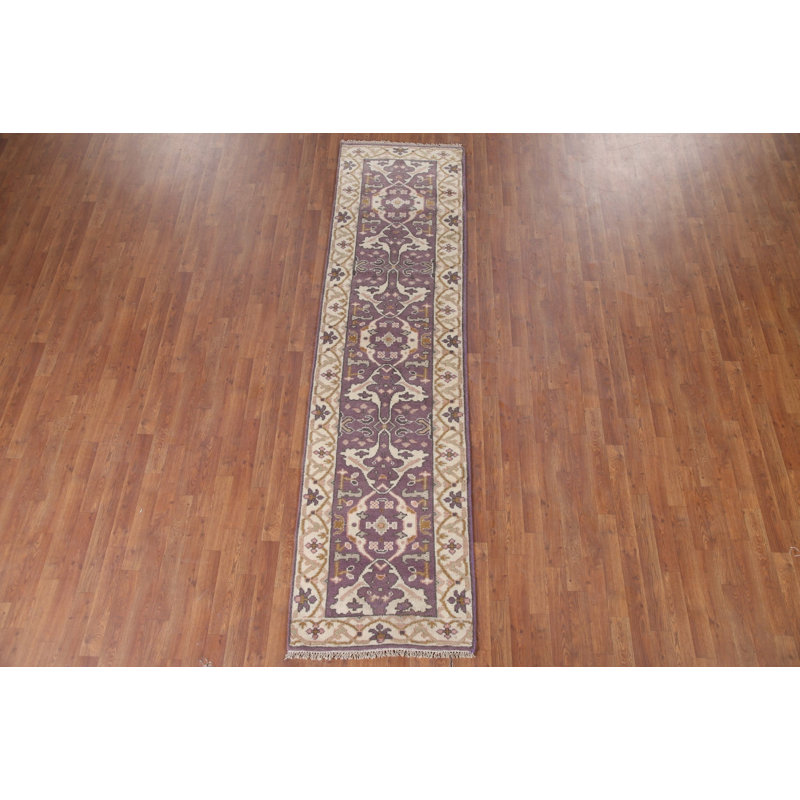 Tapis de couloir oriental mauve Oushak 3 x 10