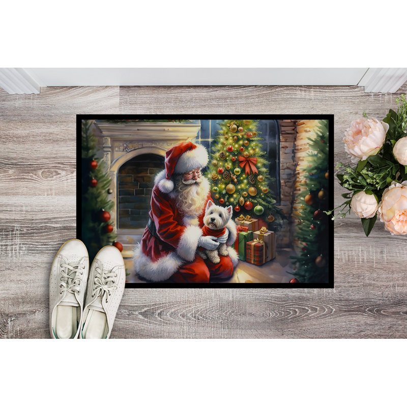 Paillasson Westie and Santa Claus, L 18 po x L 27 po
