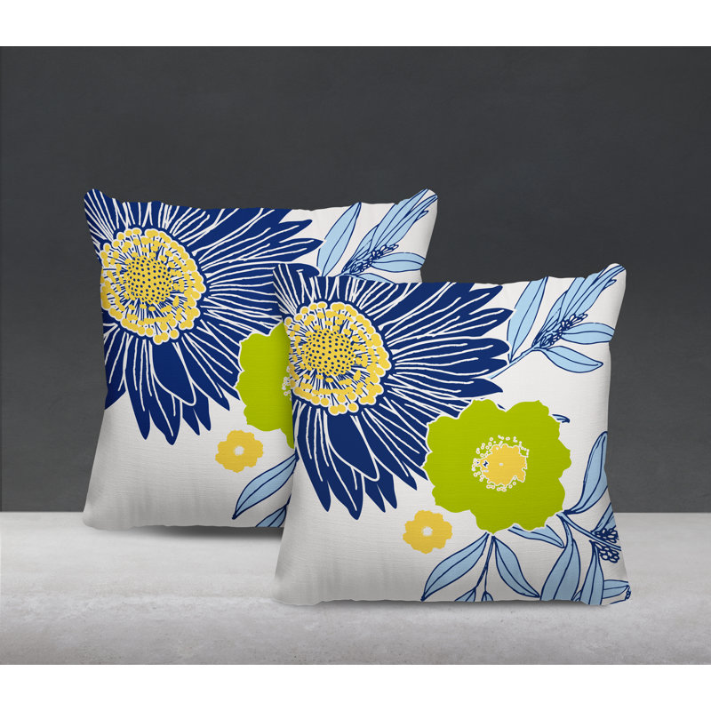 Housse et insert de coussin décoratif intérieur / extérieur en mélange de polyester, L 15 po x H 15 po, Bleu marine