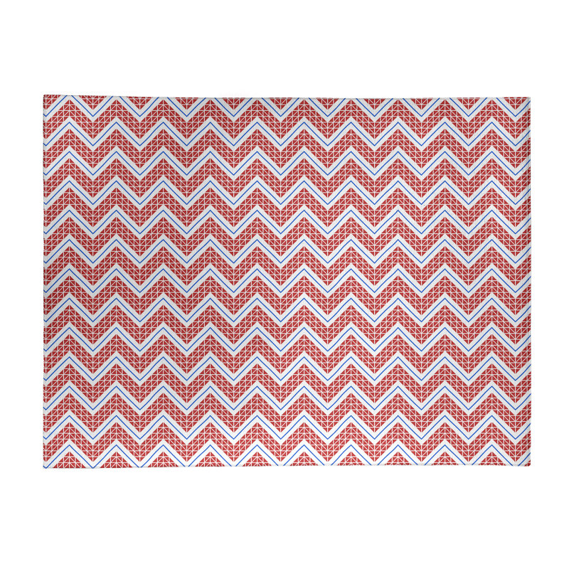 Tapis à chevrons bleu/rouge fait main, Rectangle 8 pi x 10 pi