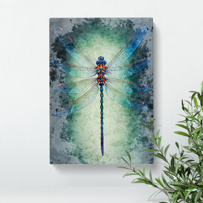 Watercolour Dragonfly No.1 - Wrapped Canvas, 76cm H x 50cm W x 3cm D
