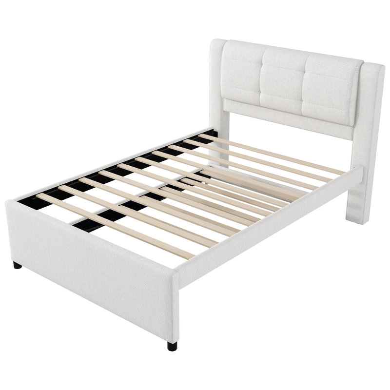 Lit plateforme double avec lit gigogne escamotable double - Lit gigogne peut être plat ou surélevé, beige, Beige