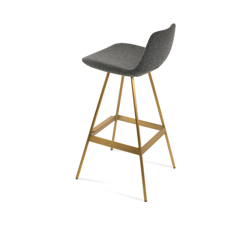 Tabouret Pera Balat, Laiton, Laine gris foncé, Tabouret de comptoir (siège d'une hauteur de 24 p