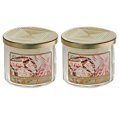 14 Oz 3 Wick Jar Candle With Metal Lid (Peppermint Bark) - Set Of 2