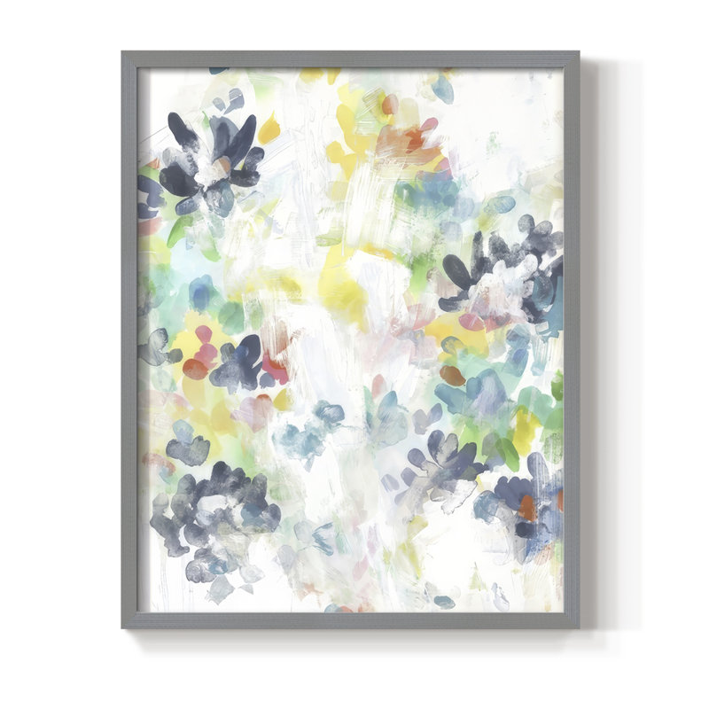 «Wall Flower Patterns II», reproduction encadrée - bois massif, H 15 po x l 12 po, Gris