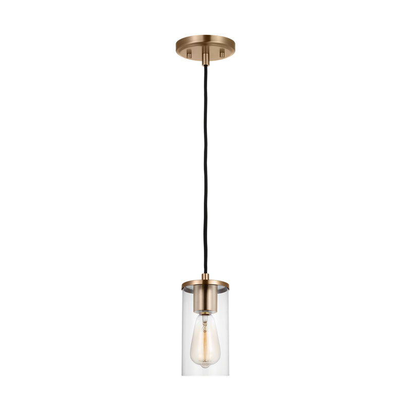 Linley One Light Mini-Pendant from, Satin Brass