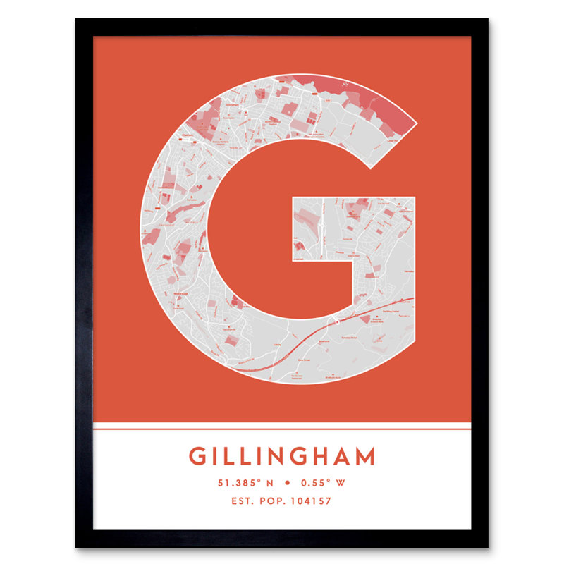 Gillingham City Map Gillingham Orange 1 Piece Single Picture Frame Wall Art