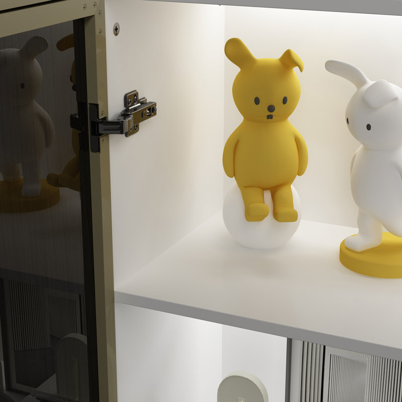 Vitrine 31,5 "à 5 niveaux avec porte vitrée et lumières DEL, Blanc