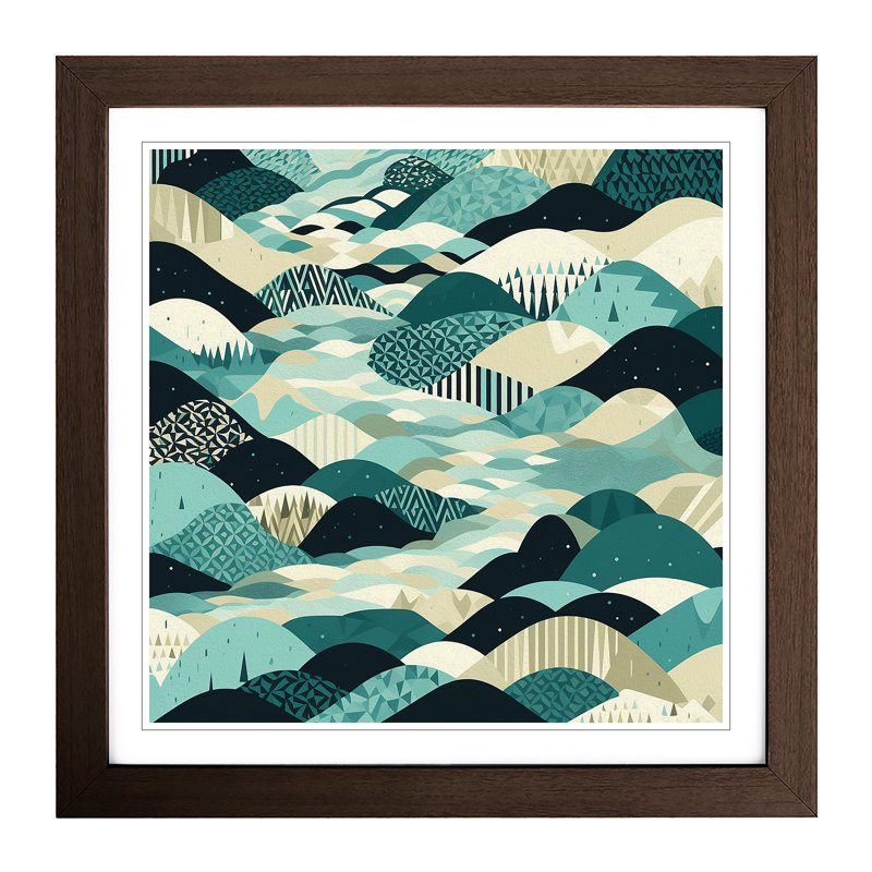 River Geometric No.1 1 Piece Single Picture Frame Wall Art, Walnut