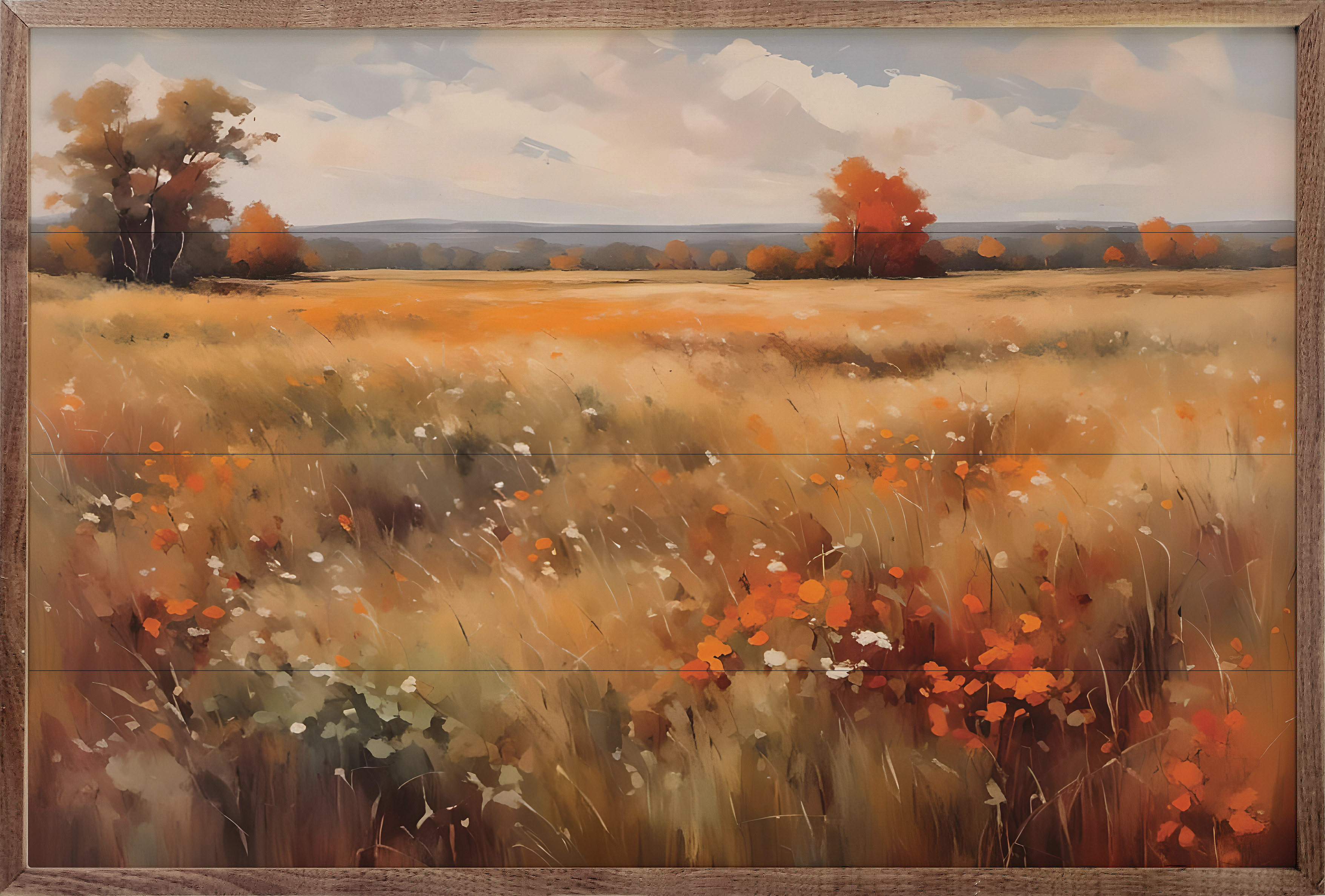 Winston Porter " Autumn Field With Orange " on Wood | Wayfair