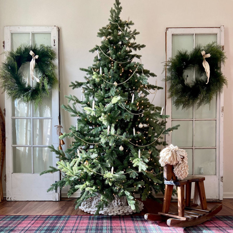 10-Ft Green Pine Christmas Tree with Warm White LED Lights