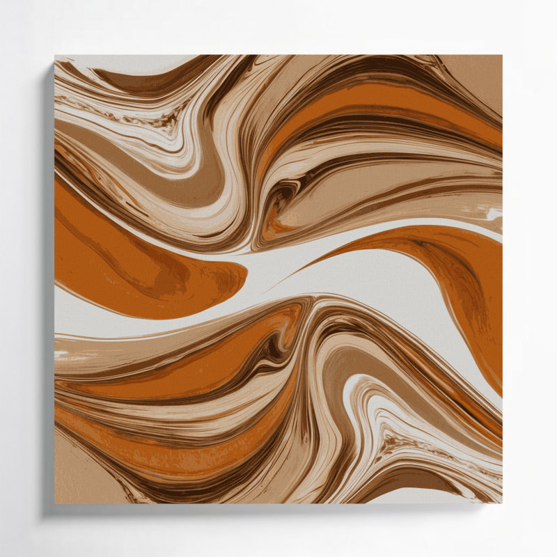 Abstrait art fluide sur toile brune 17, 16" H x 16" W
