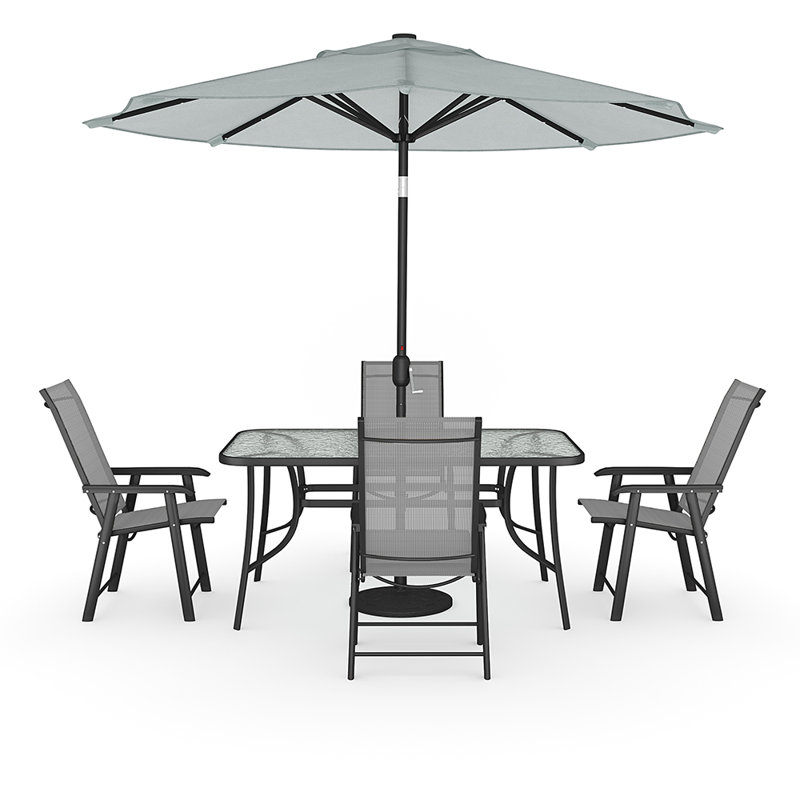 Grace-Leigh Square Table Set, 72cm H x 80cm W x 120cm L, Yes, Brown/Beige