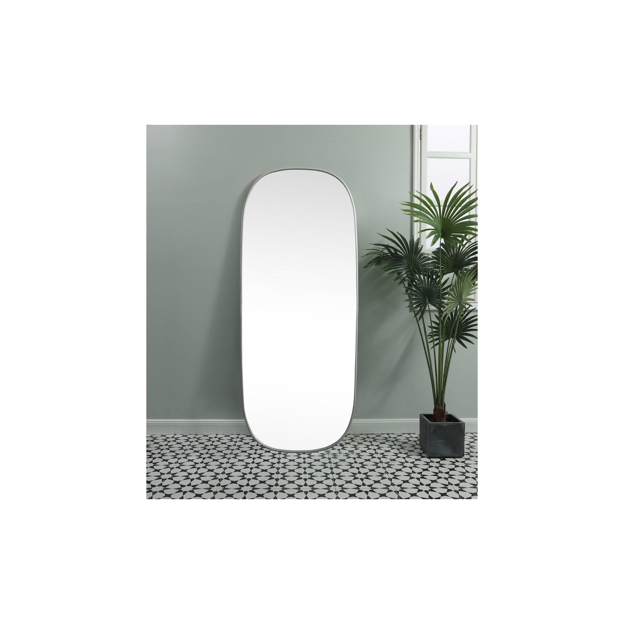Bertin Metal Oval Wall Mirror, 60"  x 24" , Silver