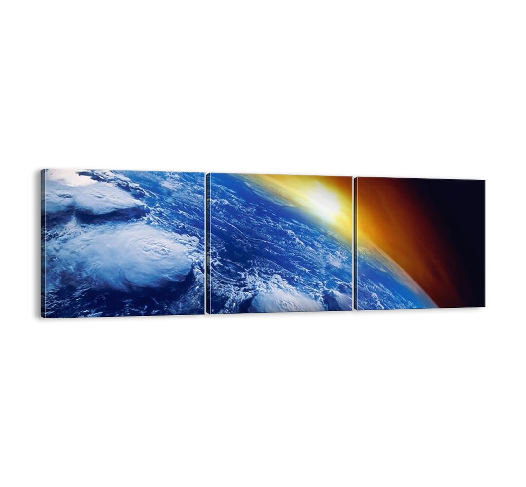 3-tlg. Leinwandbilder-Set - Fotografie „Sunrise over the Blue Planet”