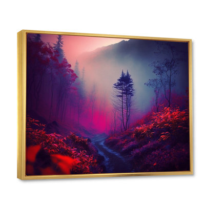 «Sunset Shining Misty Trees Autumn Forest», reproduction sur toile