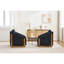 Fauteuil en chenille bleu avec rembourrage en mousse et fauteuil latéral en bois bleu, pour la décoration du salon-218876656