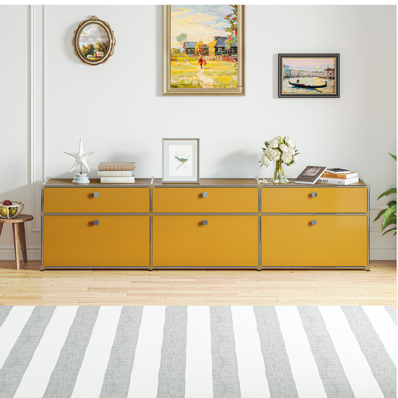 Storage Bedside Table With Drawer TV Sideboard File Cabinet Dining Cabinet Shelf Bookcase, Yellow
