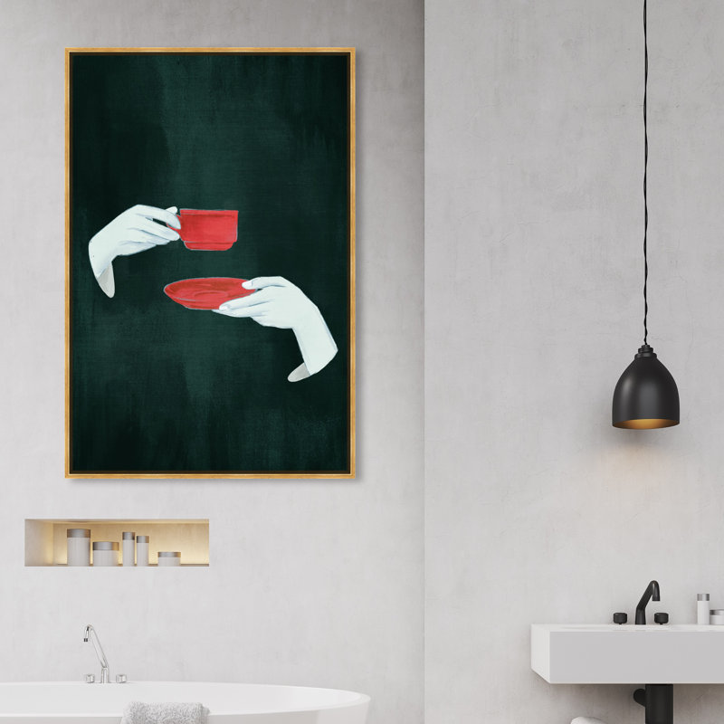 " Some Tea Or Coffee " by Oliver Gal, Gold, 46" H x 31" W x 1.75" D