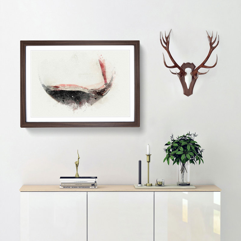 Pouring of the Red Wine in Abstract - Framed Print, 60cm H x 91cm W x 2cm D, Walnut