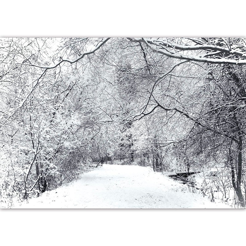 Murale neige couverte de branches d'arbres, L 66 po x l 96 po