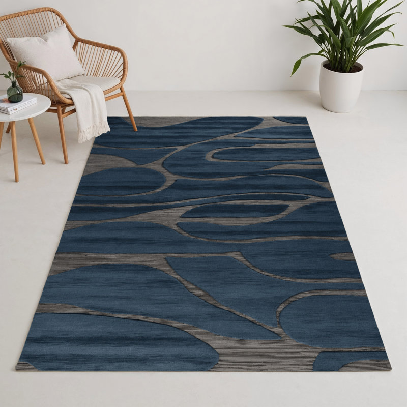 Tapis gris abstrait intérieur et extérieur, Rectangulaire 3 pi x 5 pi