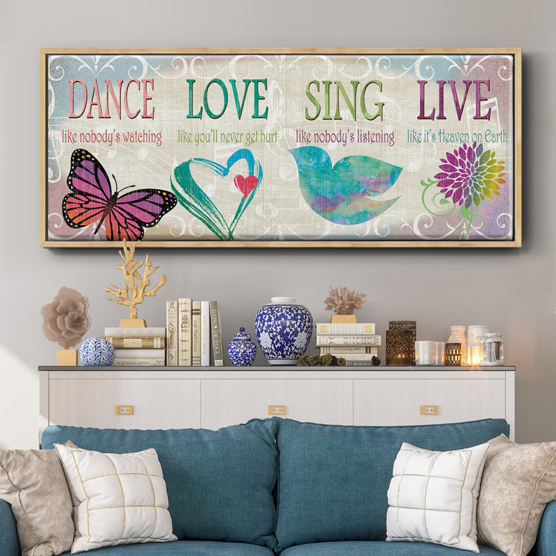 Dance Love Sing - toile encadrée, H 20 po x l 50 po