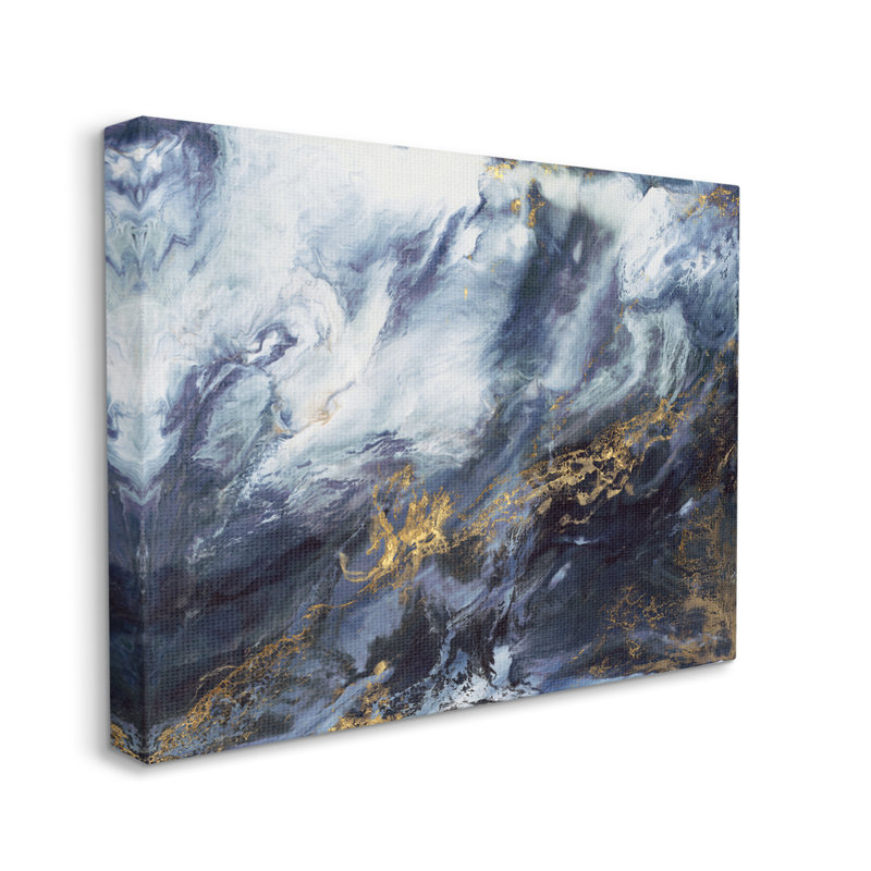 «Busy Blue Ocean Water Abstraction Chaotic Wave» par Corrie Lavelle - Peinture, Toile tendue, H 16 po x l 20 po x P 1,5 po