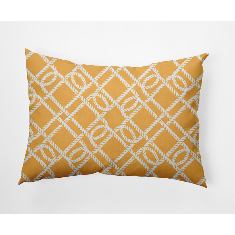 Nautical Nights Outdoor Reversible Throw Pillow, Yellow
