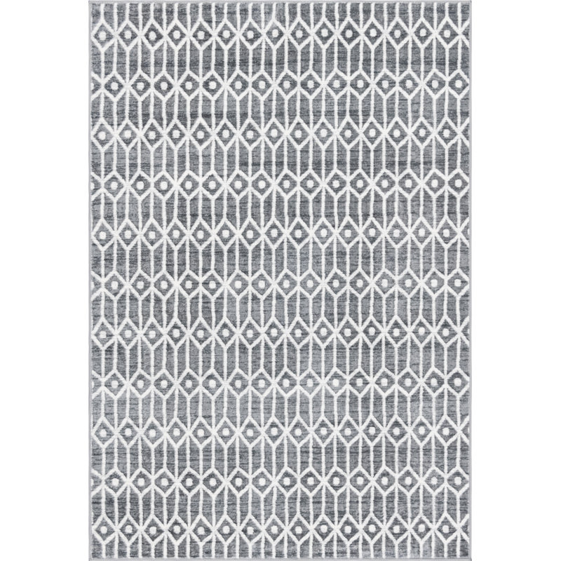 Tapis géométrique gris / ivoire Patric, Rectangle 6 pi x 9 pi