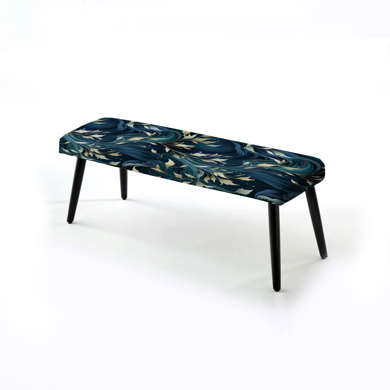 Banc rembourré floral blanc et bleu Zen Tranquility II blanc et bleu
