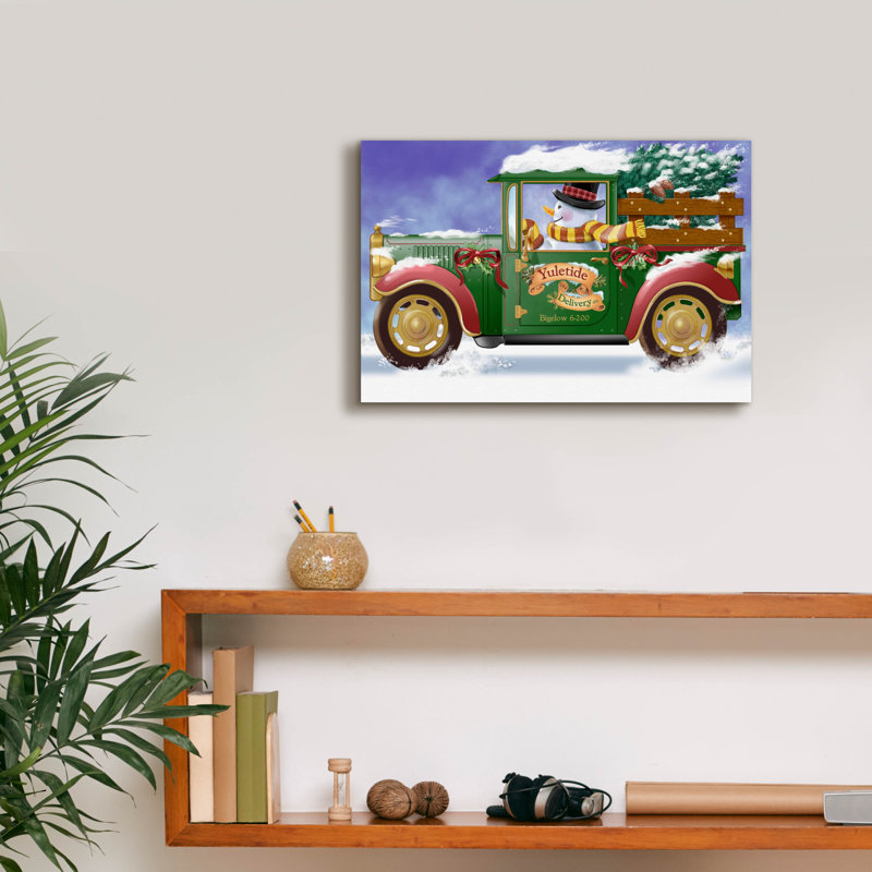 «Yuletide Livraison» par Bigelow, illustrations sur toile, H 12 po x l 18 po x P 0,75 po