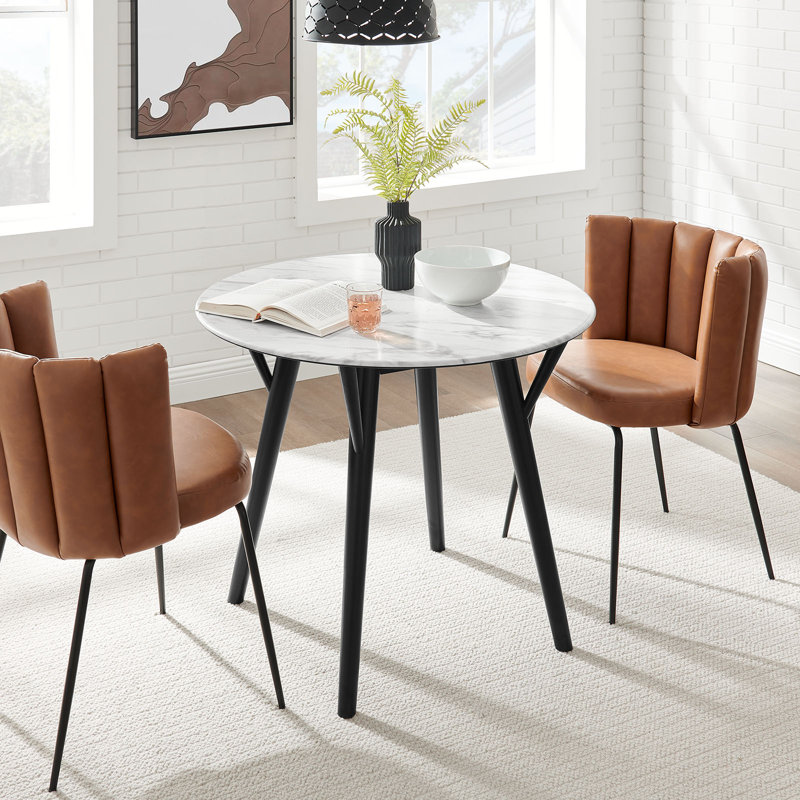 Modway Gallant Round Performance Artificial Marble Dining Table, 29.5" H x 50" L, White