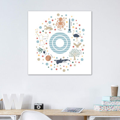 Illustrated Letter O Blue - Print