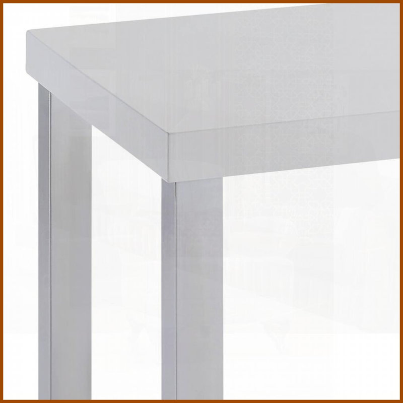 Blanc ultrabrillant Table basse chromée pour salon - surface durable, design épuré rehaussant le décor