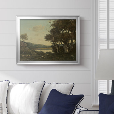 River Landscape with Large Trees-Henri Harpignies-Framed Gallery Wrapped Canvas-1898