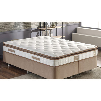 Ultra Firm Hotel Mattress, Woven Fabric Cover, 55.1 x 74.8 x 9.8 inches | Multi Spring System, Silicon Fiber Comfort Layer, Edge Support Foam | Decorative Quilted Linen Fabric, Assembled, White & Brown Colors