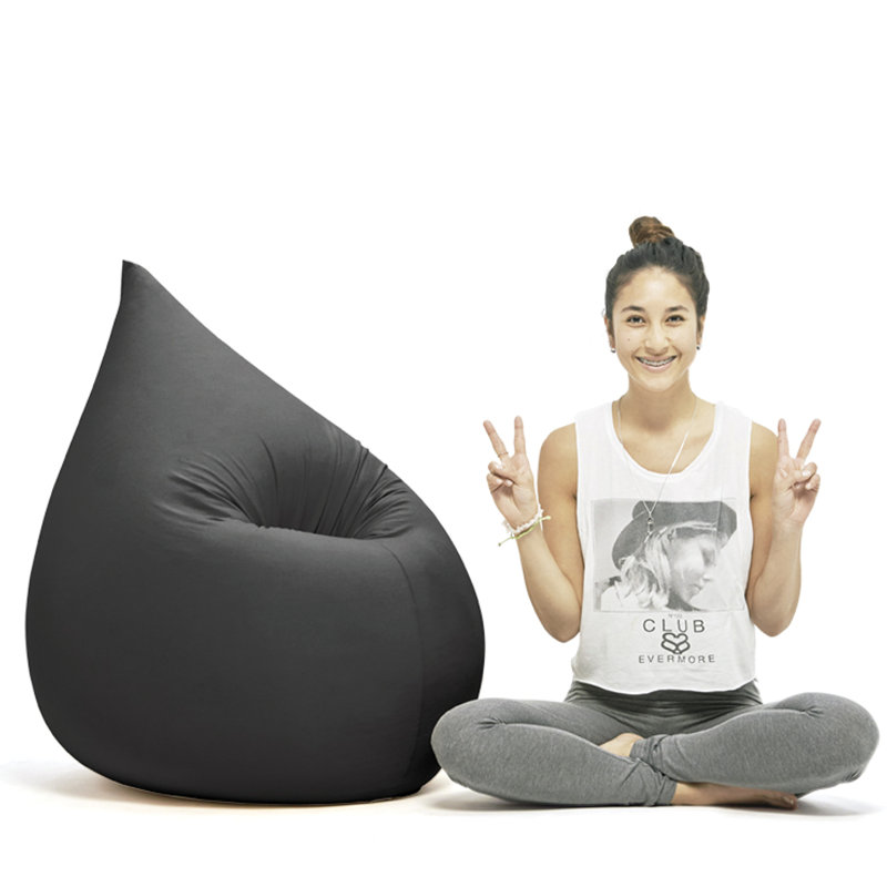 Elly Refillable Bean Bag Chair, Black