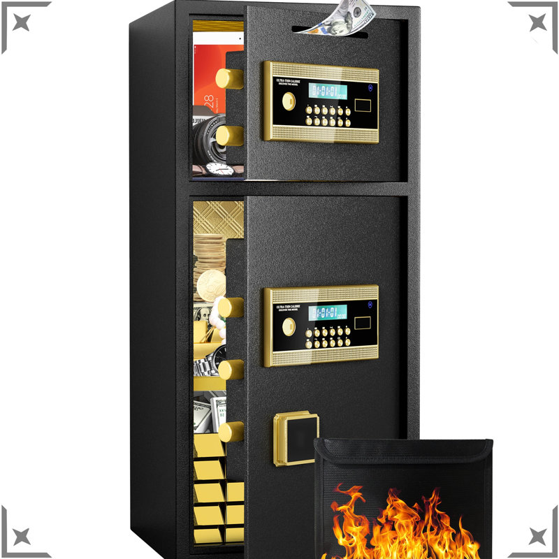 Large Double - Door Digital Coin Operated 7.0 Cubic Feet Safe With And Waterproof Bag, Dual Alarm, Hidden Code, Thickened All Steel, Gap Prying, Wall Or Floor Mount For Secure Spaces Wall/floor Home,
