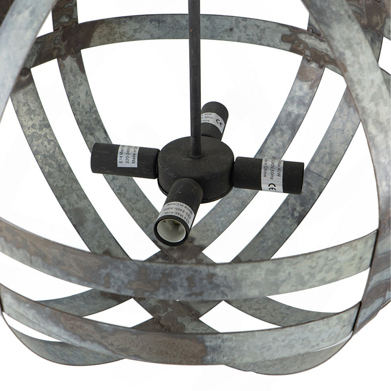 4 - Light Galvanized Chandelier, Hanging Light Fixture With Adjustable Chain For Kitchen Dining Room Foyer Entryway, Bulb Not Included