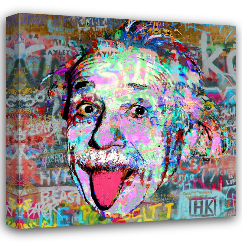«Einstein» par Stephen Chambers - peinture sur toile tendue, H 15 po x l 15 po x P 1,5 po