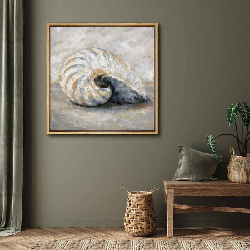 Œuvre de coquillage classique en spirale classique, photos de décor de bord de mer doux, impression sur toile encadrée