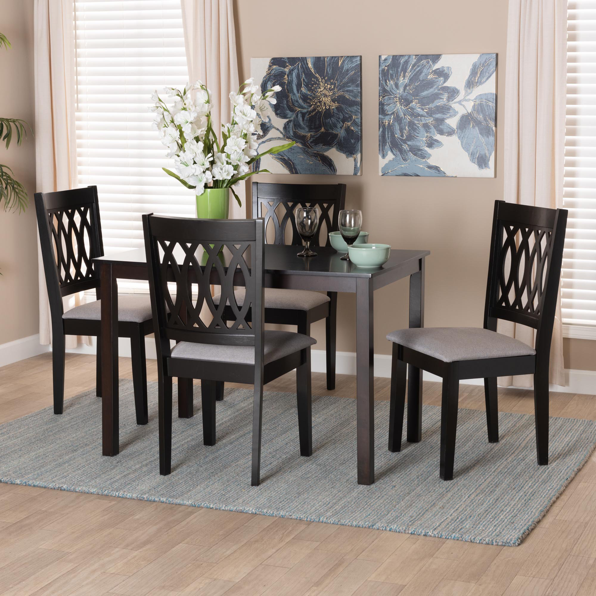 Island Sunrise 5 Pc Dark Rattan Wood Dining Room Set With Side Chair,  Dining Table - Rooms To Go