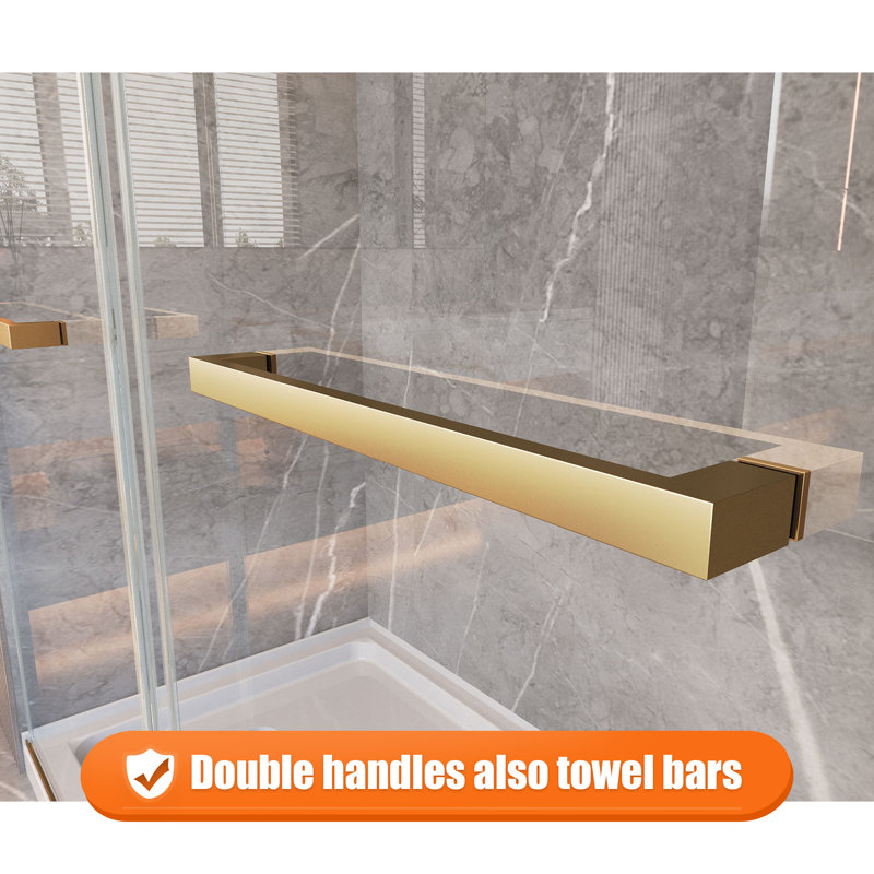 66-72 in. W x 76 in. H Double Sliding Frameless Shower Door in Brushed Gold with 5/16 in.（8mm）Clear Tempered Glass